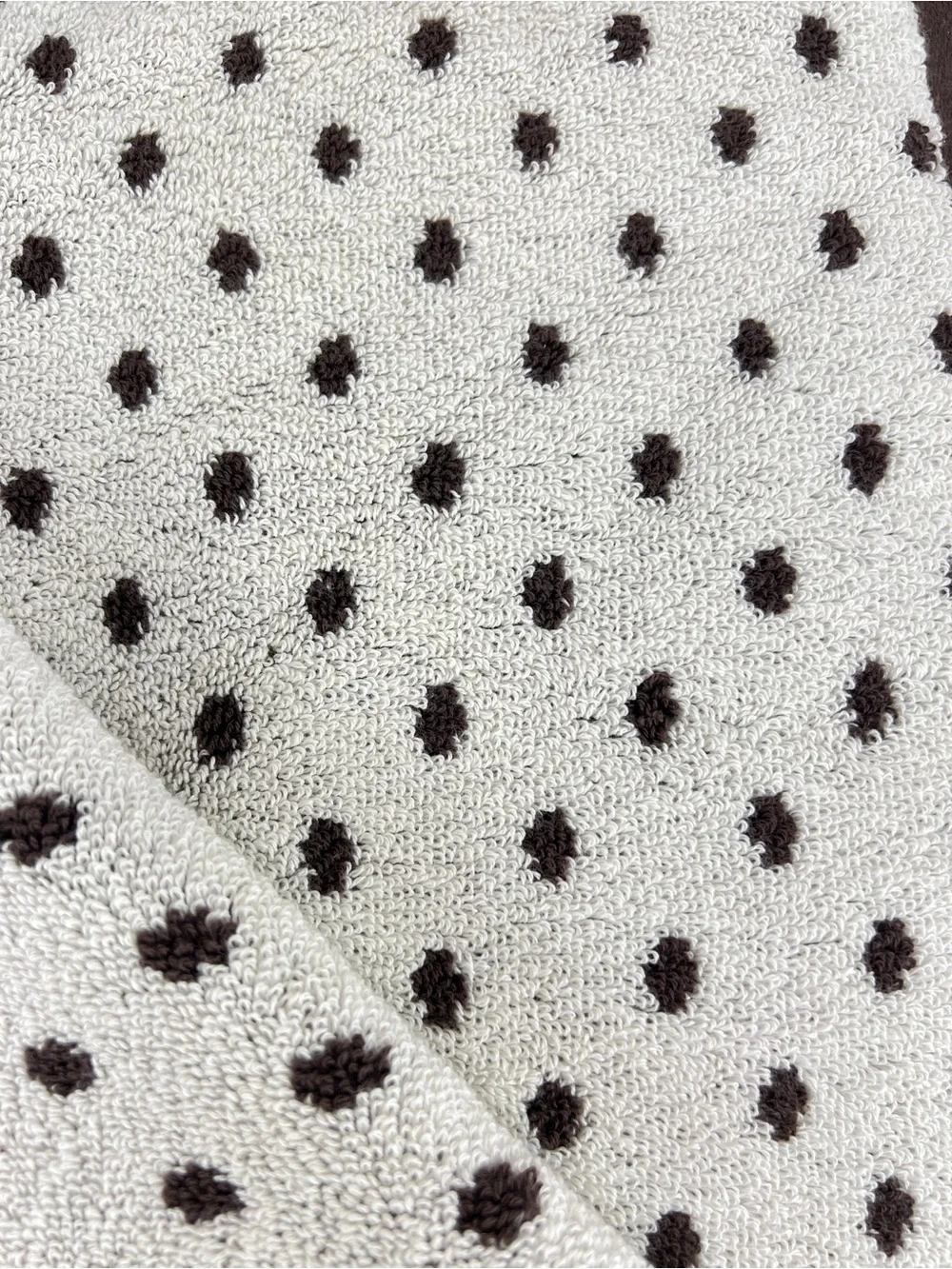 Rachel Zoe Bath Towel Set Brown Off White Polka Dots Soft 100% Cotton 8 Pc NEW